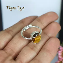 reiki crystal products Certified Natural Tiger Eye Gemstone Adjustable Ring for Unisex Crystal, Stone Ring image 2