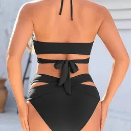 fast cry Crzygx Embroidered Women Bikini Black Swimsuit image 3