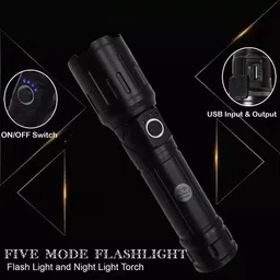 stybits X151 M981 (ZOOMABLE METAL LED TORCH)5 Modes Flashlight, Super Bright Torch image 5