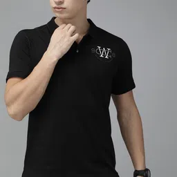 Wildcraft Men Black Solid Polo Collar Pure Cotton T-shirt With Printed Detailing-picture-25
