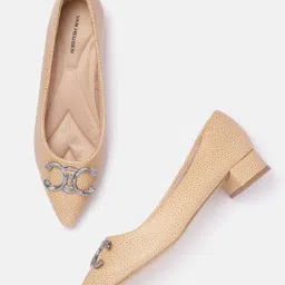 Van Heusen Woman Textured Block Heel Pumps With Metallic Detail-picture-13
