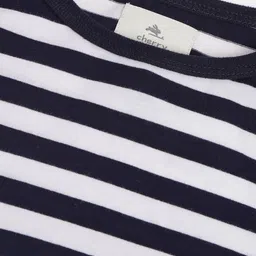 Cherry Crumble Boys Navy Blue & White Striped Round Neck T-shirt image 5