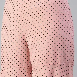 MBE Women Pink & Black Polka Dots Printed Tunic & Sharara Set image 5