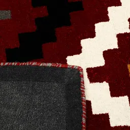 PRESTO Red & Gold-Toned Printed Heavy Shaggy Anti-Skid Carpet image 5