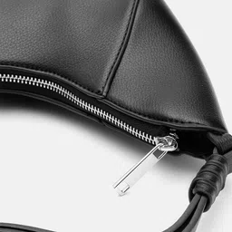 MANGO Textured Leather Effect Half Moon Shoulder Bag image 5