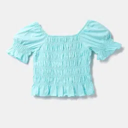 United Colors of Benetton Kids Aqua Blue Solid T-Shirt-picture-17