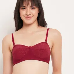 Clovia Maroon Cotton Self Pattern Full Coverage Bra-picture-16