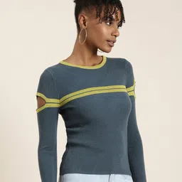 SHOWOFF Striped Ribbed Fitted Top image 4