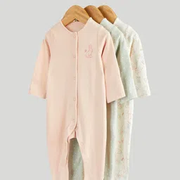 mothercare Girls Pack of 3 Printed Cotton Sleepsuit image 1