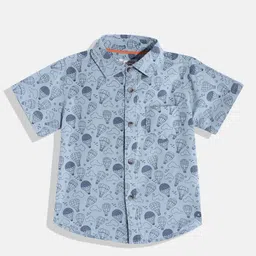 H By Hamleys Infant Boys Blue Printed Cotton Casual Shirt-picture-29