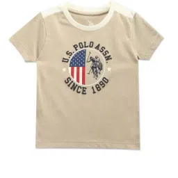 U.S. Polo Assn. Boys Beige Cotton Printed T-Shirt-picture-41
