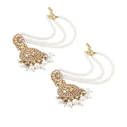 Anouk Women Gold-Plated Pearls Earrings With Ear Chain image 2