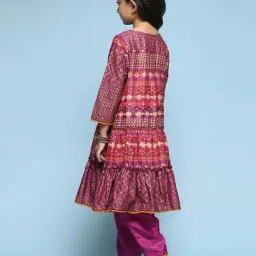 BIBA Girls Kids Purple Cotton Printed Kurta Set image 2