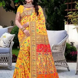 AKSH FASHION Yellow Pure Cotton Sarees-picture-15