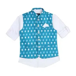 Cavio Kids Blue & White Cotton Printed Shirt Set-picture-31