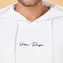 Urban Ranger by Pantaloons White Cotton Regular Fit Printed Hooded Sweatshirt image 5