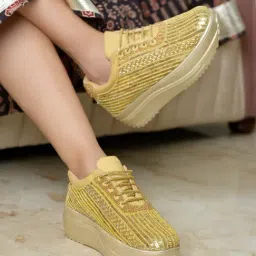 Shoetopia Women's Gold Sneakers-picture-24