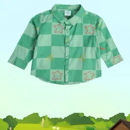 MINIKLUB Kids Green Checks Full Sleeves Shirt-image-71