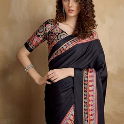 sareyavella Ethnic Motifs Phulkari Pure Crepe Bagru Saree-picture-10