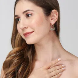 fabula Set of 2 Crystals Studded & Pearls Beaded Geometric Drop Earrings image 4