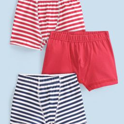 Honeyhap Premium Cotton Elastane Knit Super Soft Stretchable Striped Trunks with Silvadur Antimicrobial Finish Pack of 3 - Bright White Tender Shoots & Navy Peony-picture-35