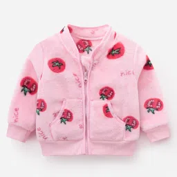 Kookie Kids Full Sleeves Sweatjacket Tomato Printed - Pink-picture-24
