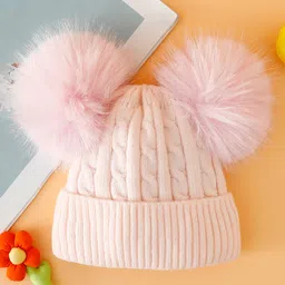 Babyhug Woollen Cap With Cable Knit Design Pink - Diameter 12 cm-image-90