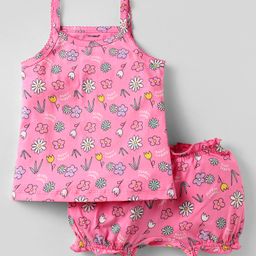 CUCUMBER Sinker Knit Sleeveless Innerwear Set With Floral Print - Pink-picture-15