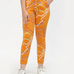 Spunkies Cotton Knit Unicorn & Heart Printed Leggings - Orange-picture-14