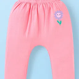 Babyhug Interlock Full Length Diaper Leggings With Floral Print Pack Of 3 - Pink & Lavender image 2