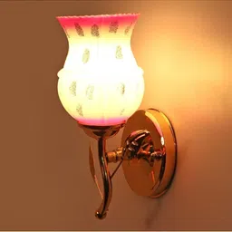 1ST TIME Red & Gold-Toned Textured Metal Traditional Frustum Shaped Wall Lamp image 4