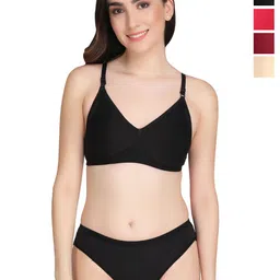 Liigne Pack Of 4 Everyday Padded Bra Pure Cotton Lingerie Set-VCPBPC5071-30B-picture-31