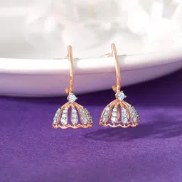 GIVA 18K Rose Gold Diamond Jhumki Earrings-3.71gm-picture-27