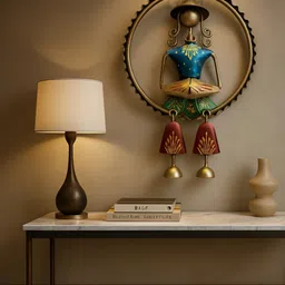 PRANJALS HOUSE Red & Blue Handcrafted Dhol Musicians Wall Hanging image 3