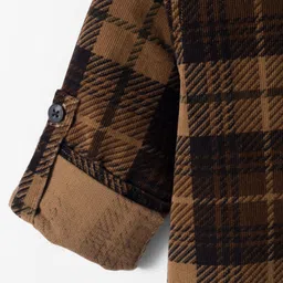 JASH KIDS Corduroy Woven Full Sleeves Checkered Shirt - Khaki image 4