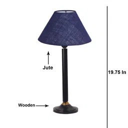 Devansh Blue Wooden Frustum Shaped Table Lamp image 3