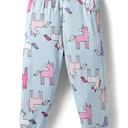 Bonfino 100% Cotton Knit Full Sleeves Co-ords Night Suits with Unicorn Print Pack of 2 - Light Blue & Pink image 5