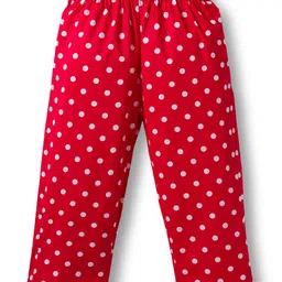 Babyhug Cotton Woven Full Sleeves Co-ords Night Suit With Polka Dot Print - Maroon image 5