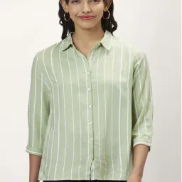 Honey by Pantaloons Green Striped Shirt-image-93