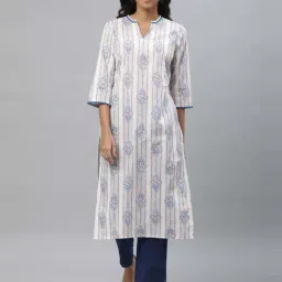 Aurelia White Cotton Printed Straight Kurta-picture-20