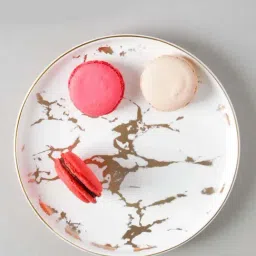 Nestasia White Round Marble Design Ceramic Serving Plate for Appetizers, Snacks & More, 9-inch-picture-12