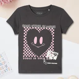 max Girls Graphic Printed Round Neck Cotton T-shirt-picture-53