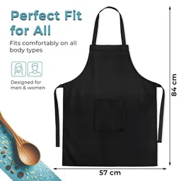 Aura Black Cotton Waterproof Apron With Front Pocket image 4