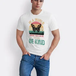 Seekbuylove Men Bio Finish Be Kind Butterfly Round Neck Pure Cotton T-shirt image 5