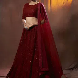Zeel Clothing Embroidered Sequinned Semi-Stitched Lehenga & Unstitched Choli With Dupatta image 3