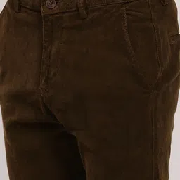 SHOWOFFFF Men Comfort Slim Fit Low-Rise Corduroy Trousers image 2