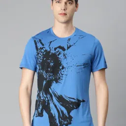 ALCIS Blue Slim Fit Anti Static Printed Sports T-Shirt-picture-30