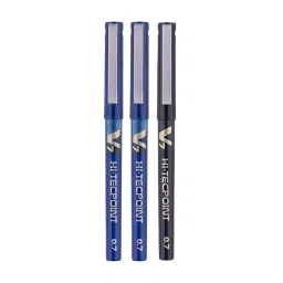 Pilot Hi-Tecpoint V7 0.7 mm Fine Point Liquid Ink Roller Ball Pen, 2 Blue, 1 Black (Pack of 3)-picture-10