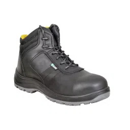 Zain Safety Elite Series Composite Toe Safety Shoes PU Double Density High Ankle Black Buff Crazy Genuine Leather Size UK9, GRIP-picture-11