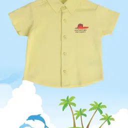 MINIKLUB Kids Yellow Self Design Shirt-image-37